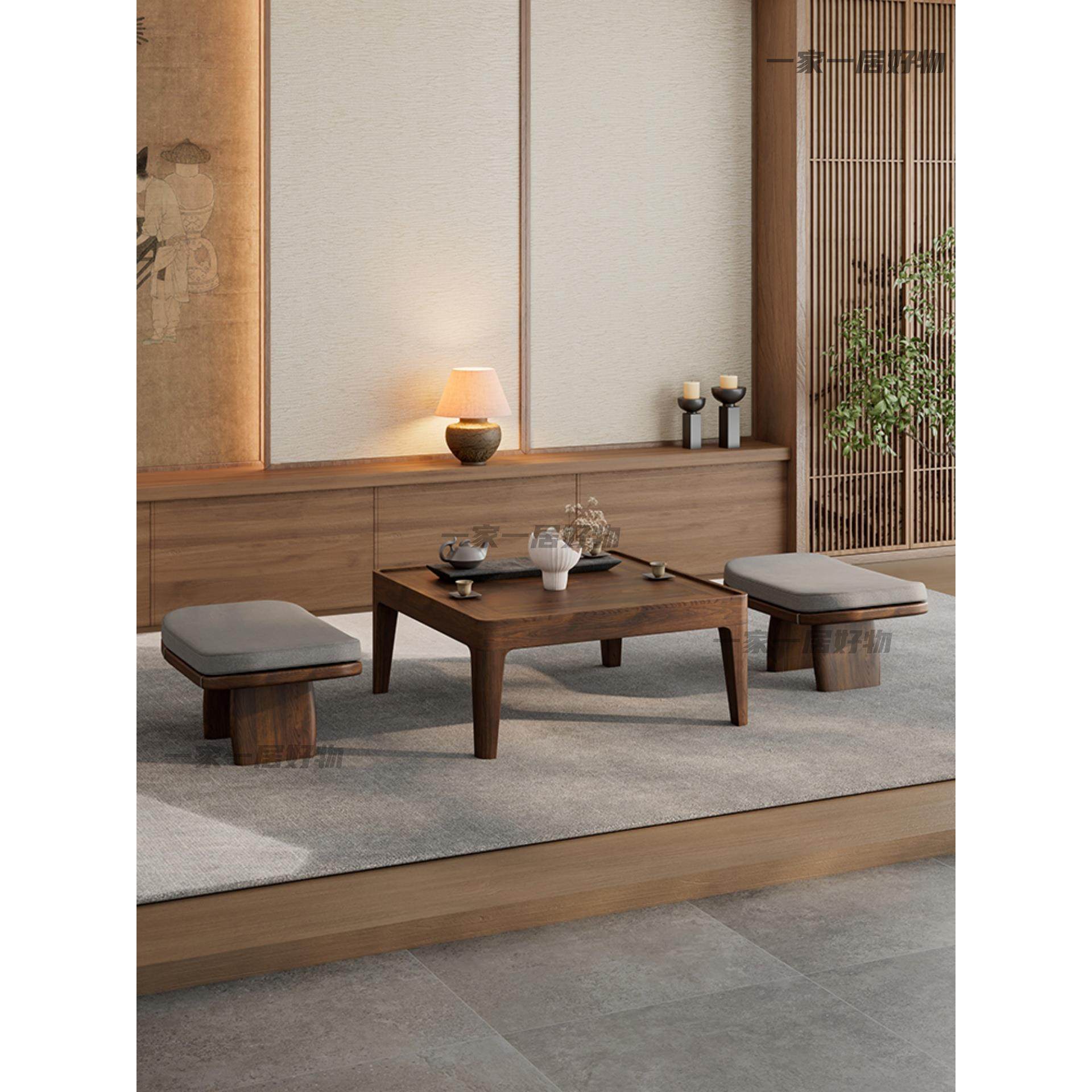 新中式飘窗桌椅榻榻米炕几实木家用小矮桌椅组合民宿茶室茶几方几