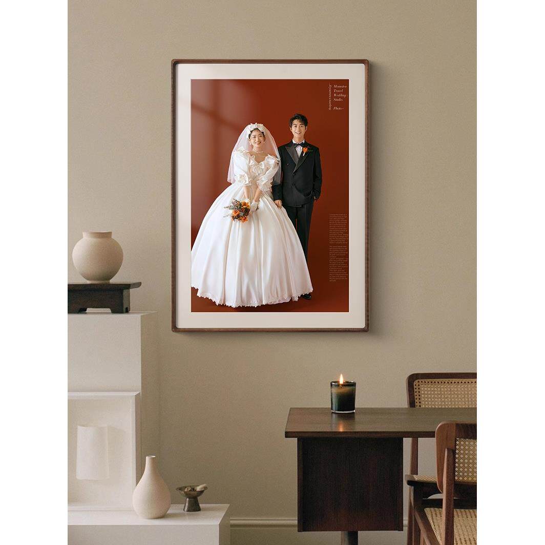 实木圆角画框定制相片打印加洗照片相框挂墙装裱婚纱照放大结婚照