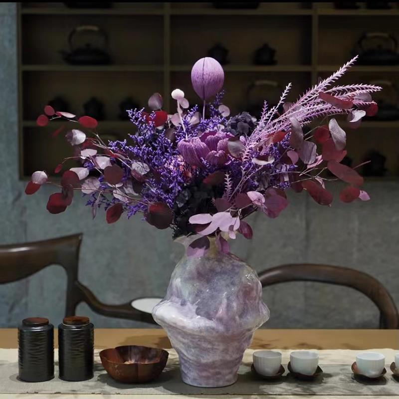 特级绣球永生花花束紫荆花苹 果叶真花高级感客厅斗柜家居装饰摆