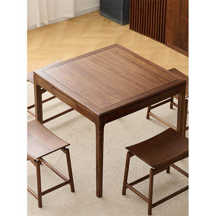 北美黑胡桃木方桌实木家用小户型餐桌现代简约正方形八仙桌棋牌桌