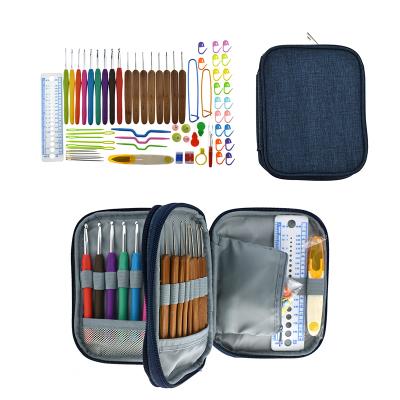 朗恩新款实用的手工编织工具包套装竹柄蕾丝钩针DIY材料钩针全套