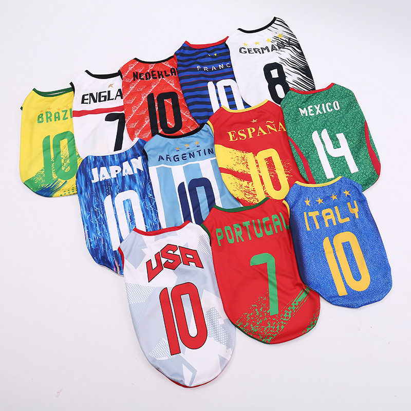 宠物足球队狗背心泰迪夏装博美比熊幼犬小狗服饰猫咪宠物衣服薄款