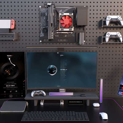 开放式 壁挂机箱 上墙挂洞洞板 主板托架测试平台 支持ATX MATX