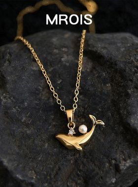 深海鲸鱼原创镀18真金小鲸鱼锆石