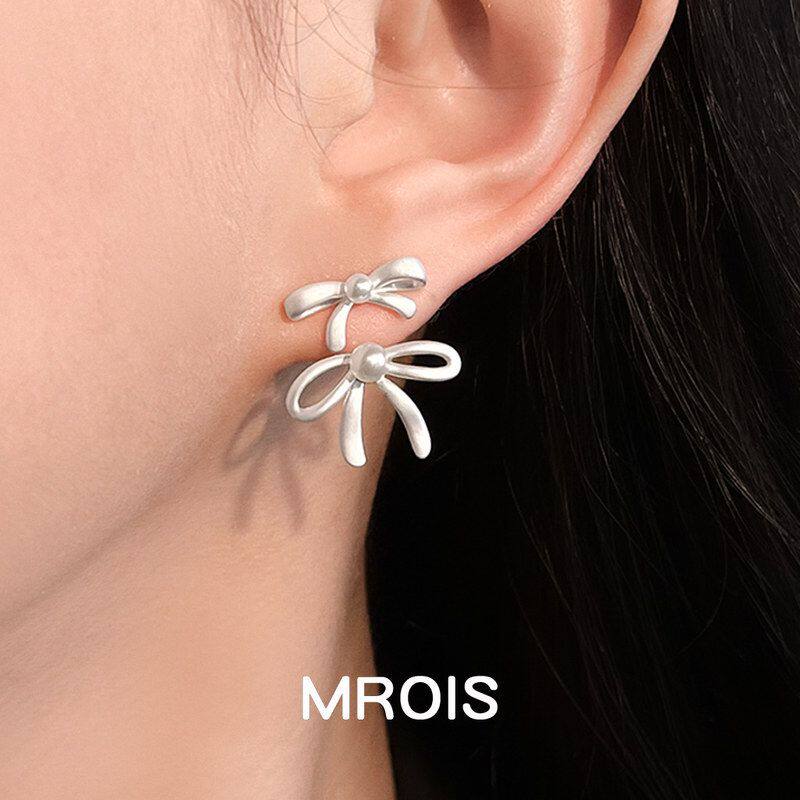 两戴款原创双层蝴蝶结耳钉小众