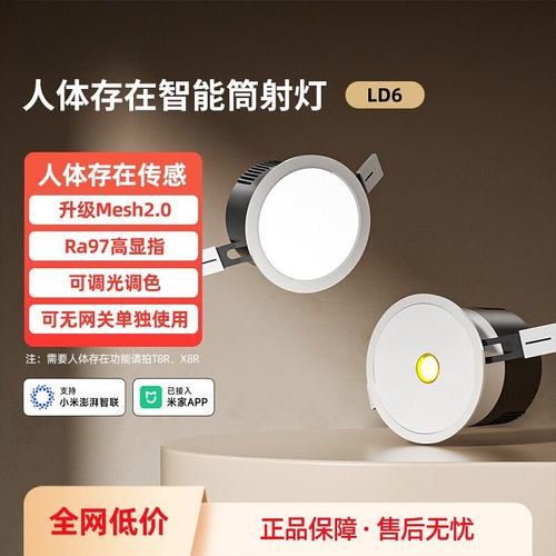 蓝牙mesh2.0人体感应智能筒灯