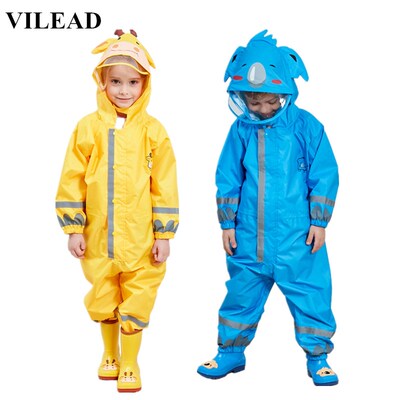 极速VILEAD Cute Animal Baby Jumpsuits Rain Coat Waterproof P