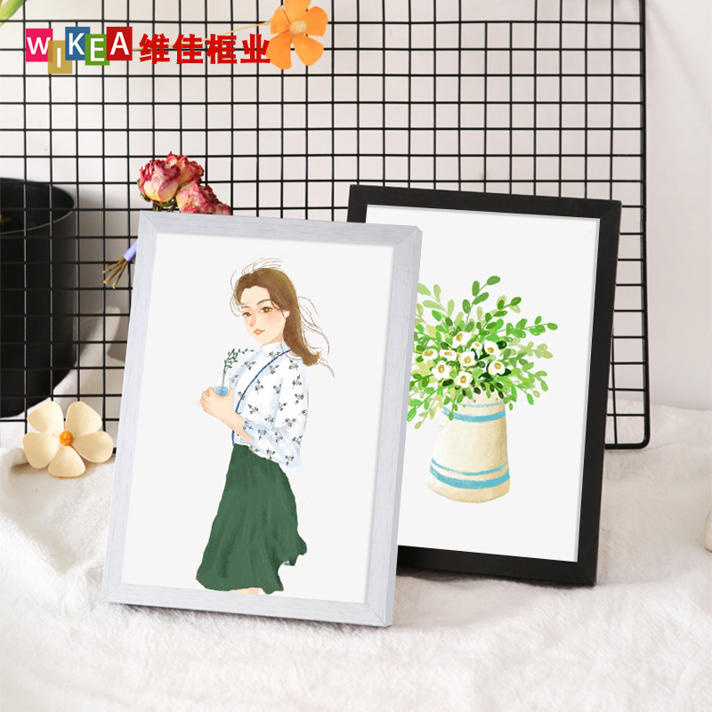 铝合金相框摆台儿童小画框装裱挂墙6寸7 8照片摆件a4A3外框架礼物