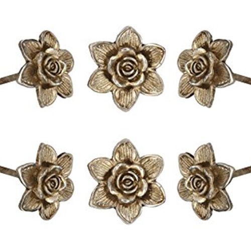极速Set of 6 Chrome Flower Knobs Kitchen Cabinet Cupboa
