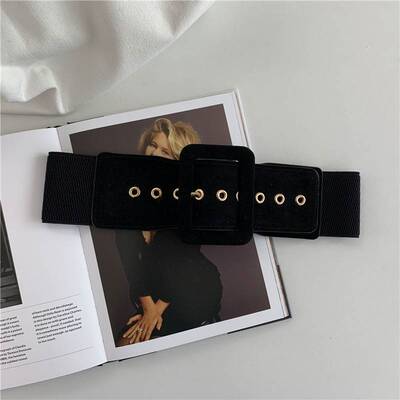 极速Women Belt Stch Wide Waist Belts Metal Buckle Leather St