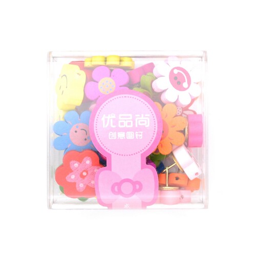 极速30粒盒装可钉墙软木创意大头工字彩色钉子无痕墙钉按钉小花图