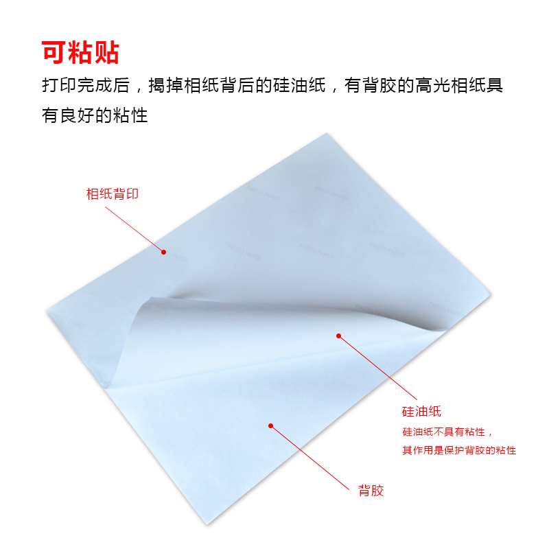 丽普达A4 135克背胶相纸高光喷墨染料打印A4空白不干胶A6大头贴a4