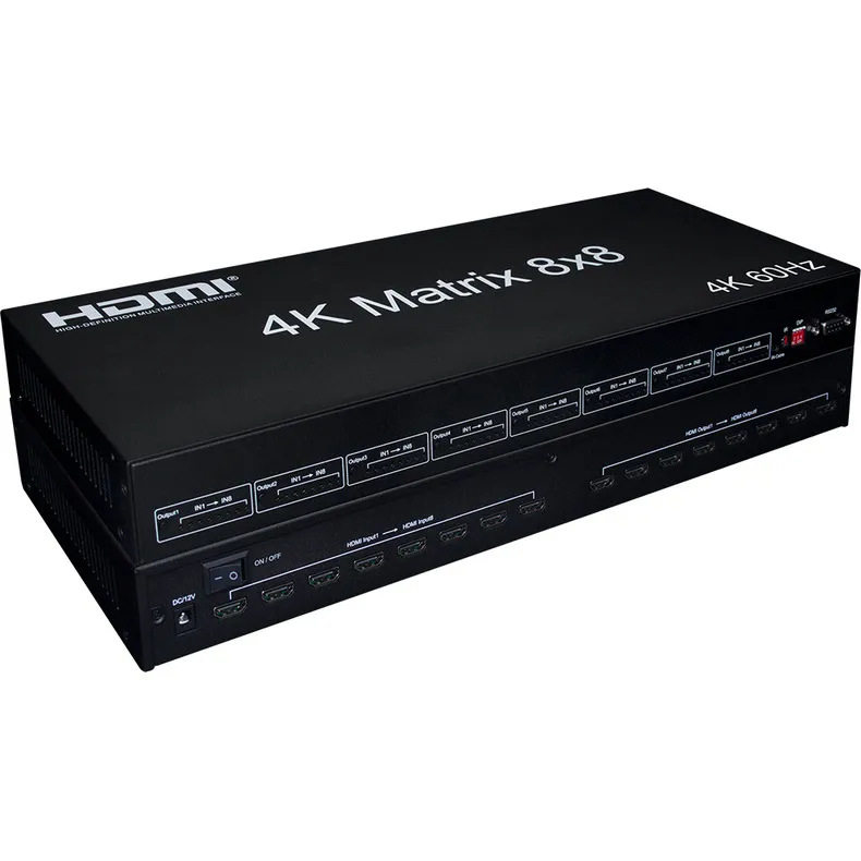 跨境热销HDMI2.0版本8进八出矩阵4K60hz带RS232 HDMI八进八出矩阵