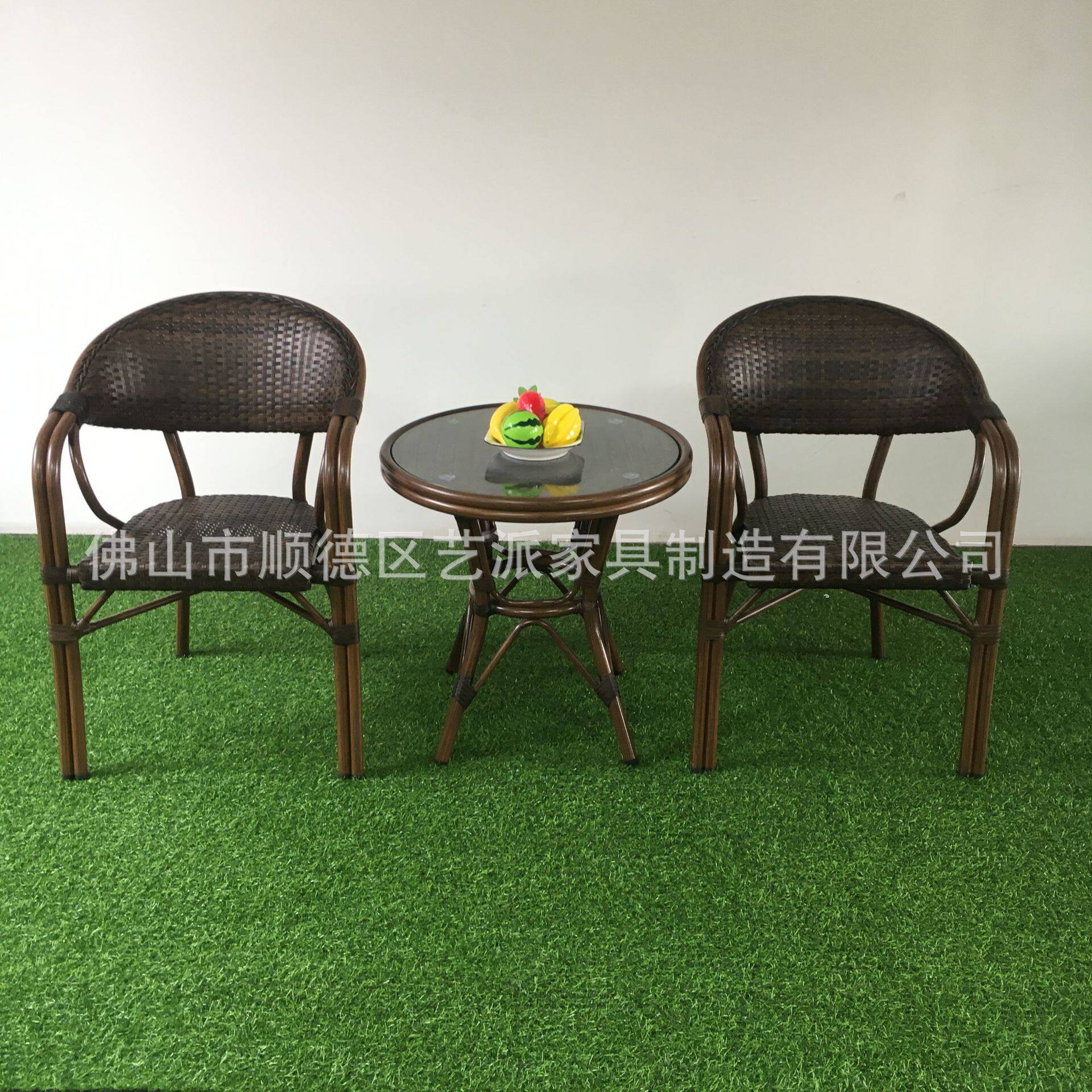 小桌椅藤椅三件套户外桌椅茶几组合藤编室外休闲椅子咖啡厅露台庭