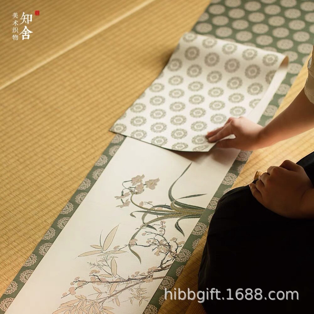 新品知舍思无邪香君子晨风织锦茶席中式复古宫廷风布艺桌旗布茶垫