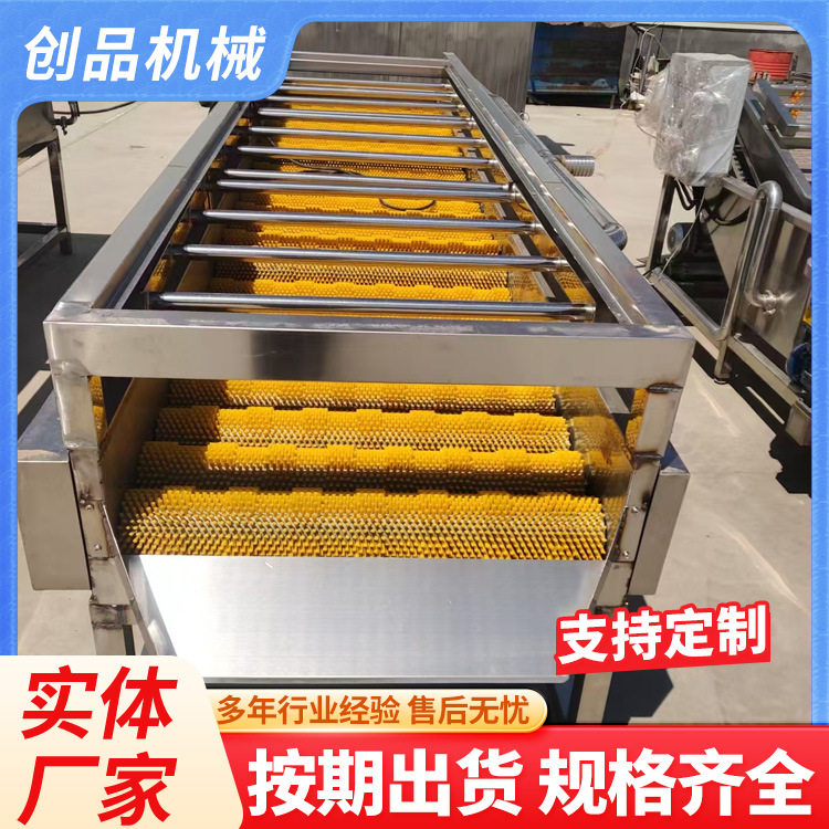 生姜萝卜去皮清洗机 全自动硬毛辊清洗设备 耐磨毛辊使用寿命长