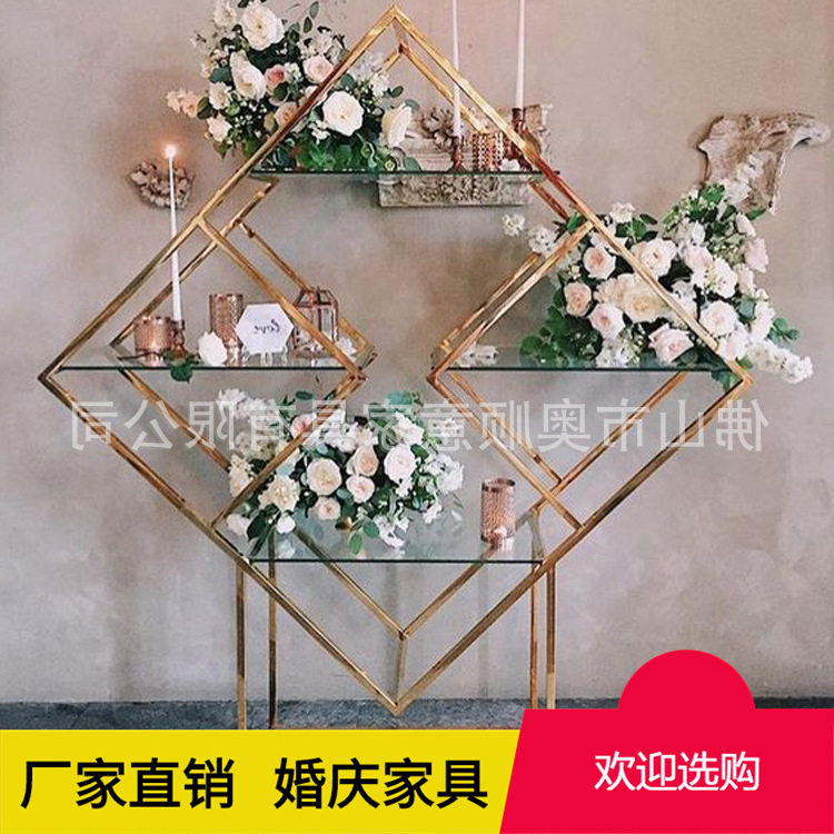 金色不锈钢玻璃顶酒柜底座批发