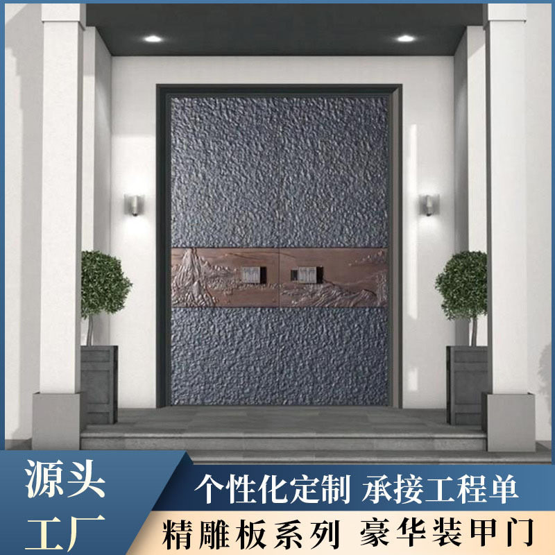 高端别墅庭院大门隔音铝铸防盗门入户对开铸铝门