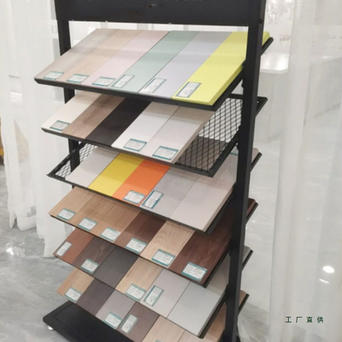 石材样品展示册架色卡橱柜门色板落地摆放样块瓷砖架铝扣板集成架