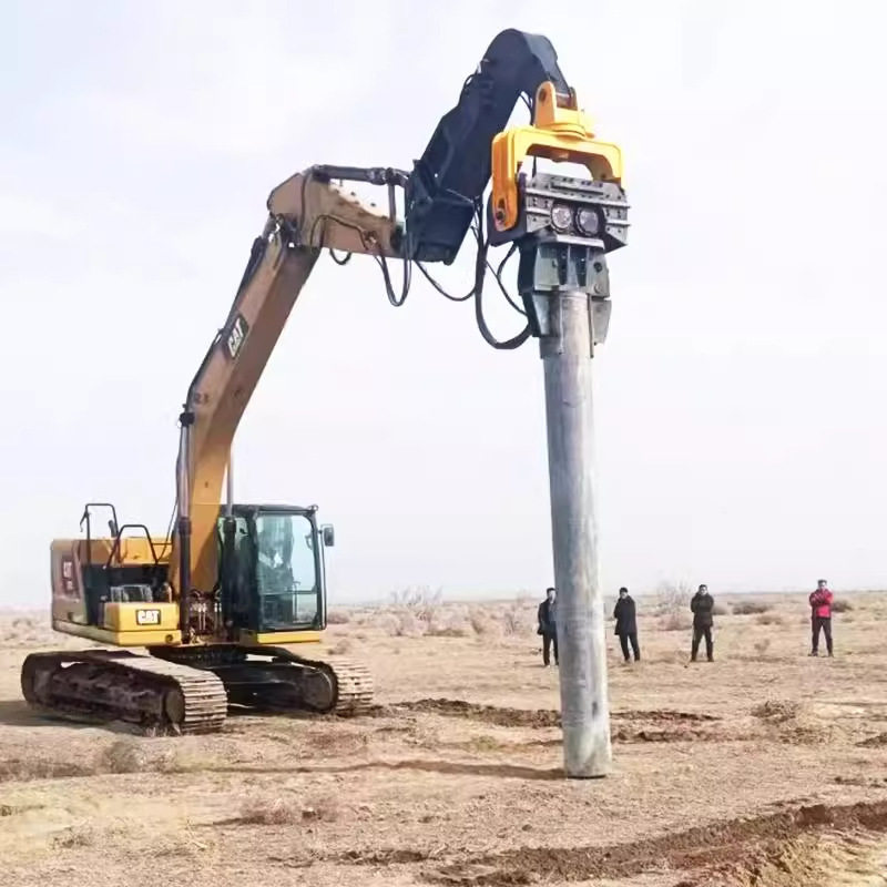 挖机打桩机液压振动打桩锤水泥管高频压桩拔桩机钢板桩挖改打夯机