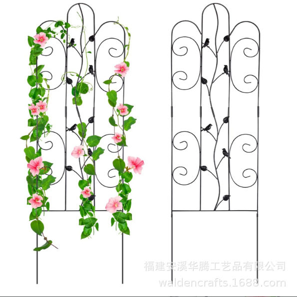 现代简约卷铁装饰花园篱笆户外花园草地藤蔓植物攀爬架