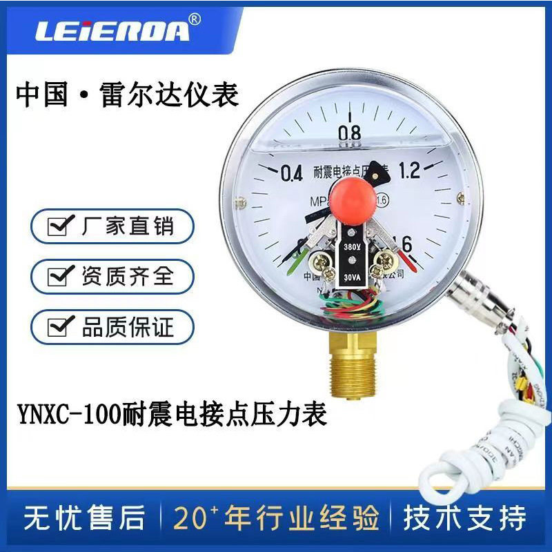 厂家雷尔达YNXC100耐震电接点压力表磁助式220V380V30VA径向1MPA
