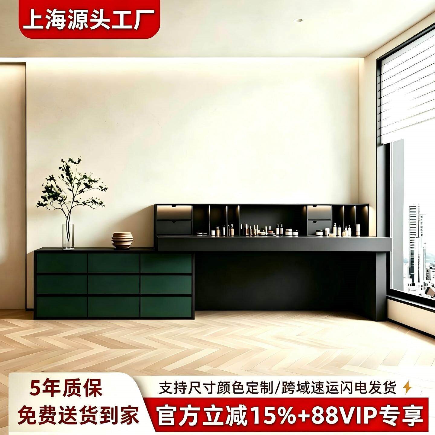网红烤漆梳妆台卧室伸缩书桌一体柜现代简约实木化妆台斗柜整装