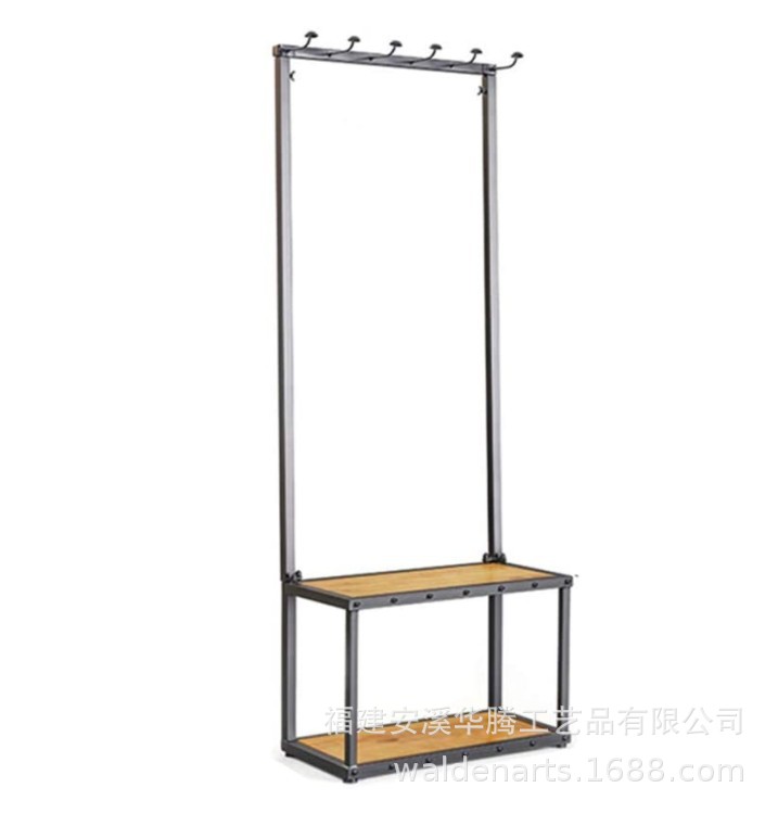北欧换鞋凳挂衣架一体家用门口衣帽架玄关可坐穿铁艺收纳置物架