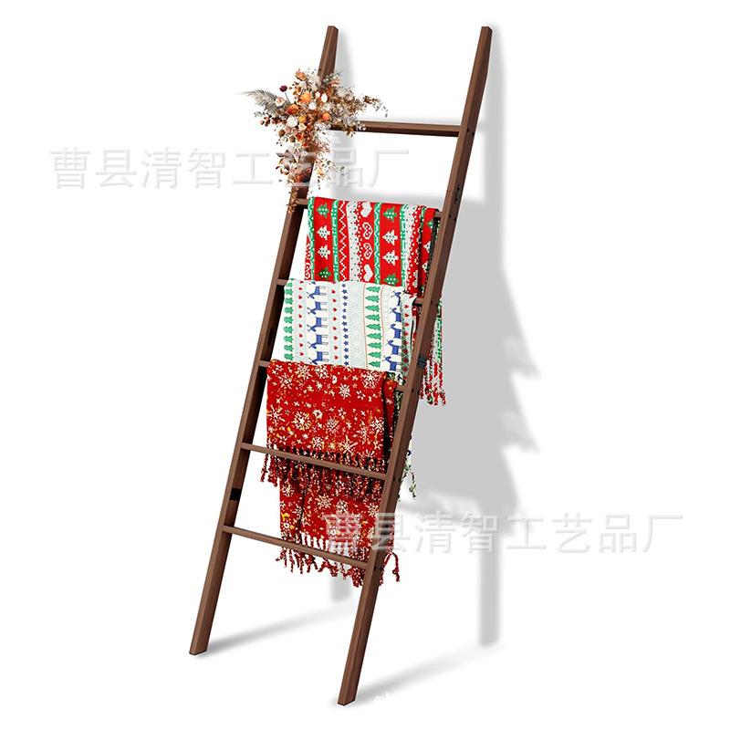 木制毛毯架木制梯架毛毯收纳架木制梯架农舍乡村风毛毯梯架