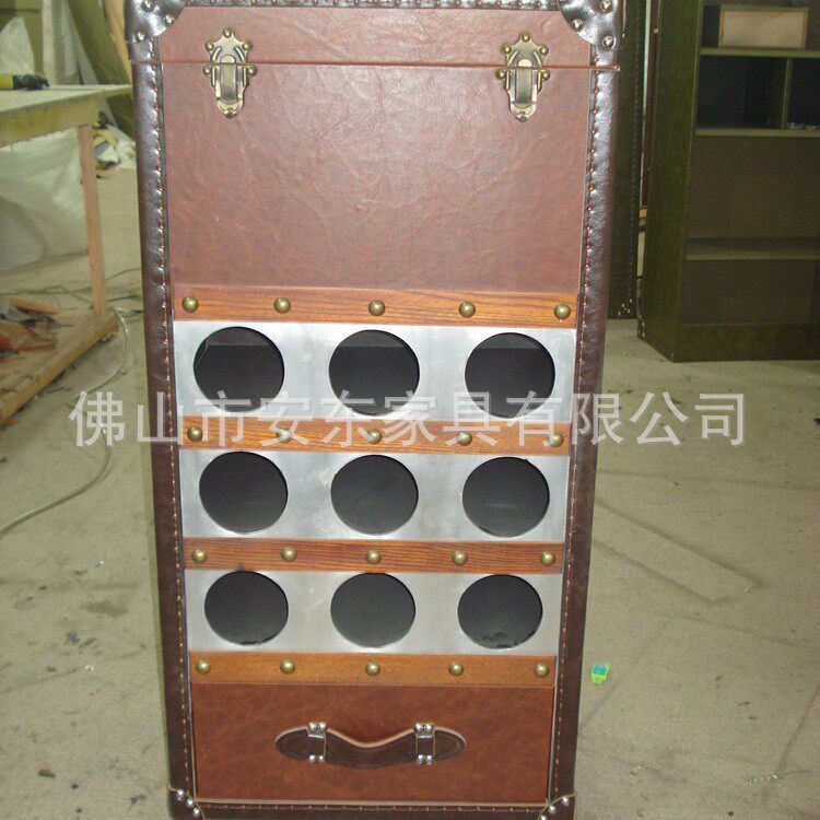 美式乡村复古 LOFT英伦工业风 皮艺小酒柜餐边柜展柜箱