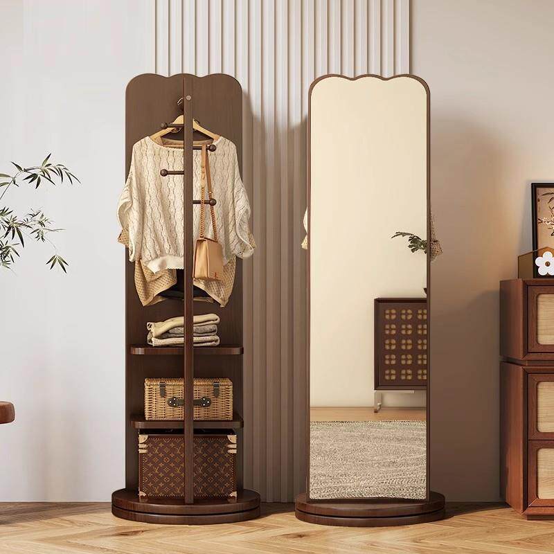旋转全身穿衣镜卧室家用落地镜挂衣帽架镜子一体试衣镜立式可移动