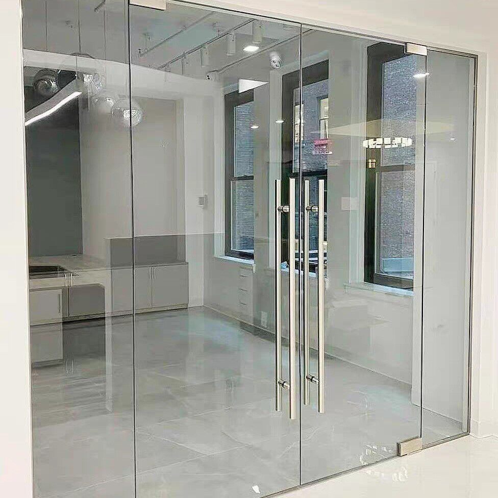 Glassdoor全玻璃地弹门跨境商用有框无框玻璃门Pivot door
