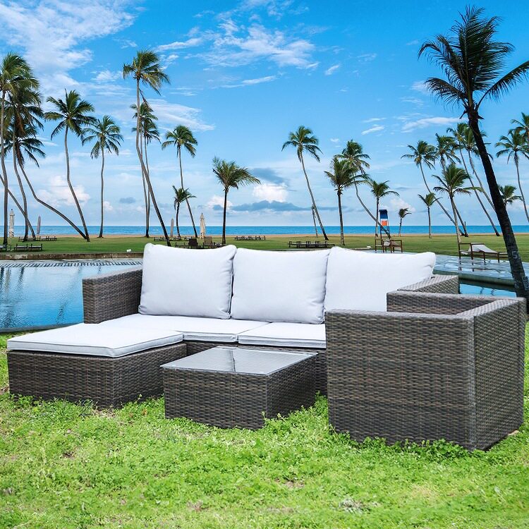 户外桌椅庭院休闲藤椅组合露台花园室外茶桌泳池家具椅子防水防晒