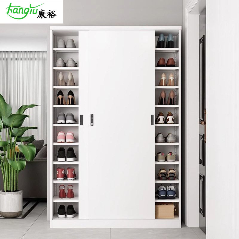 户外钢制阳台玄关鞋柜家用门口杂物柜轻奢推拉门新款鞋架密码锁