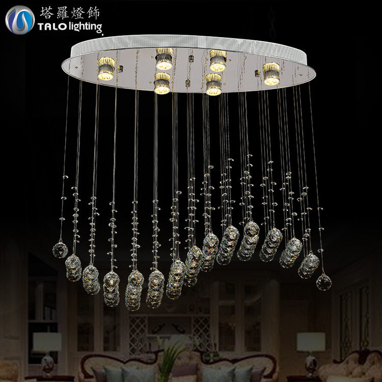 现代简约卧室客厅灯具 波浪形餐厅吊灯 创意水晶吊灯 led灯具批发