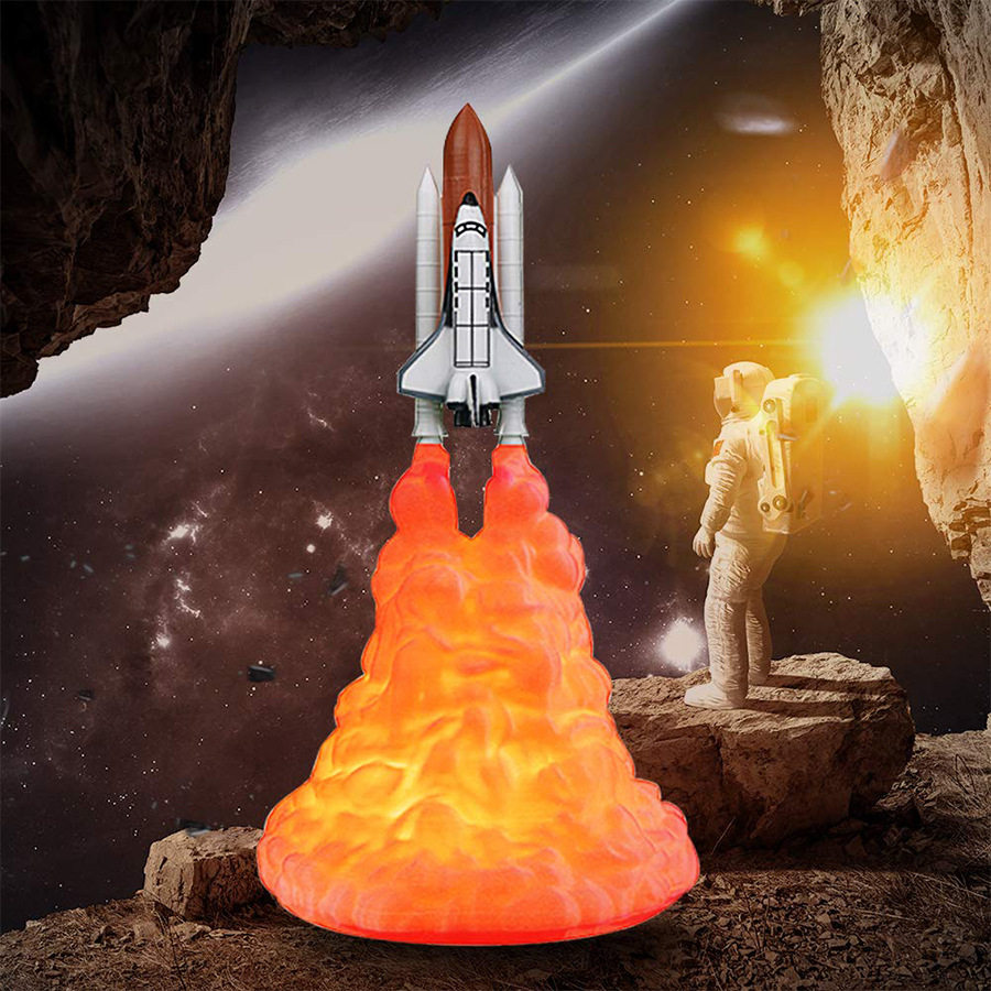 火箭灯3D打印月球火箭发射灯创意3D打印宇宙飞船灯led小夜灯台灯