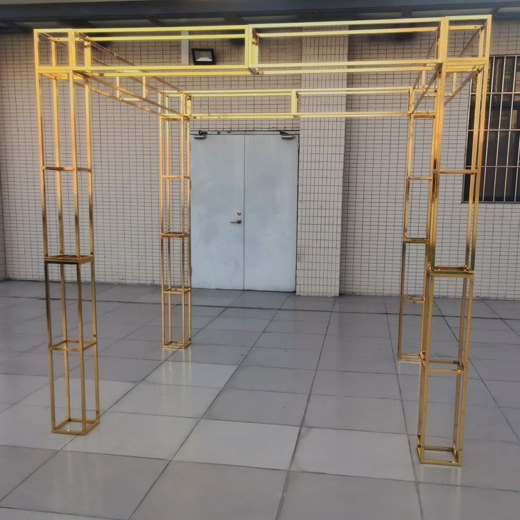 几何电镀金属拱门花器婚礼堂仪式亭路引场地布置婚庆道具用品