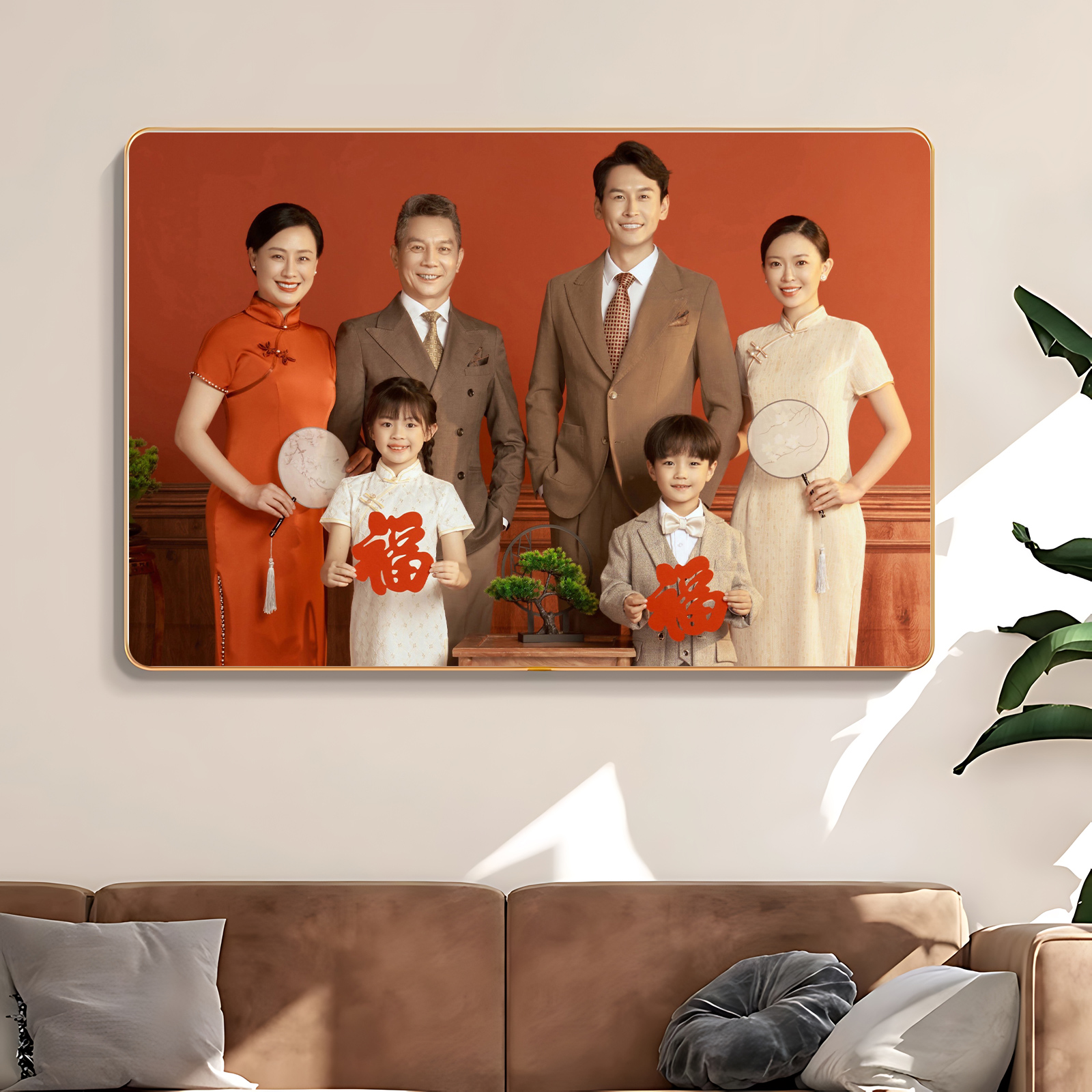 全家福照片定制相框打印婚纱照相片挂墙情侣儿童水晶相册装裱画框