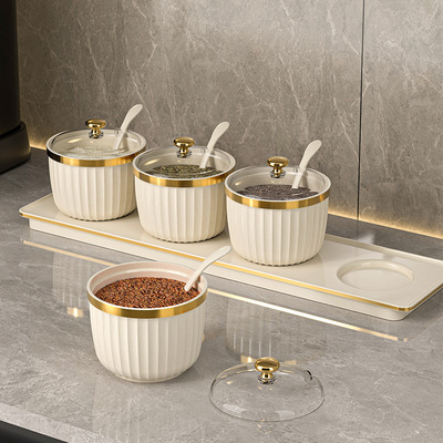 调料盒调料罐组合套装家用厨房调味罐三格四格精盐收纳塑料调味盒