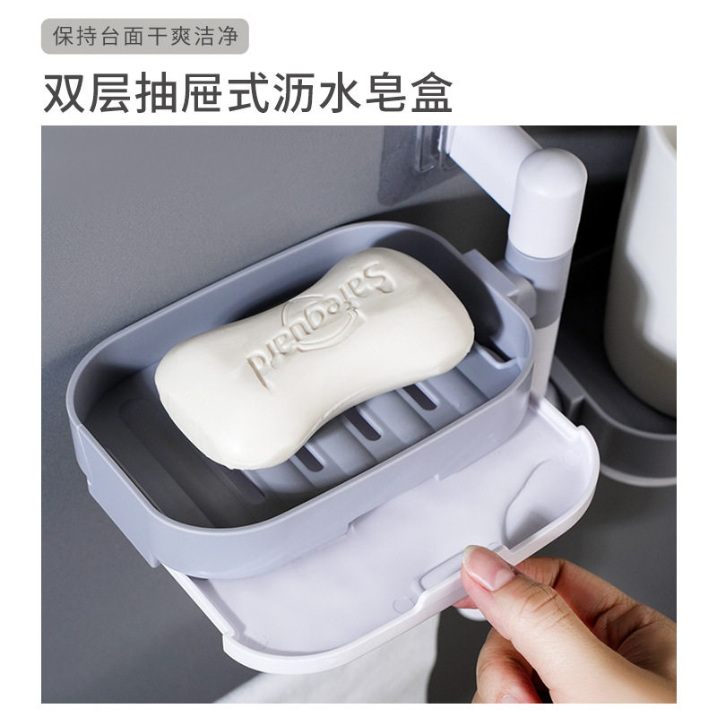 置物架旋转沥水三层肥皂盒卫生间壁挂肥皂盒免打孔浴室香皂盒