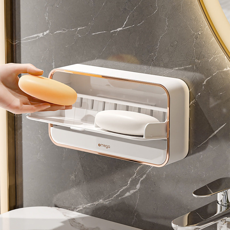 家用肥皂盒免打孔壁挂带盖沥水盒轻奢卫生间贴墙香皂盒皂盒肥皂架,家庭/个人清洁工具,皂盒,淘宝优惠券,粉丝福利购,淘宝优惠卷