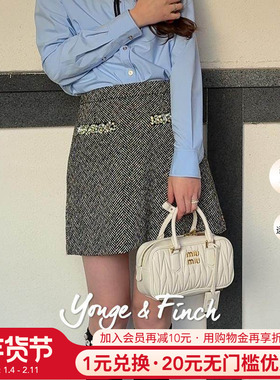 Yonge&Finch/扬芬缇2025秋小香风镶钻半身裙高腰显瘦短裙女PREYAY