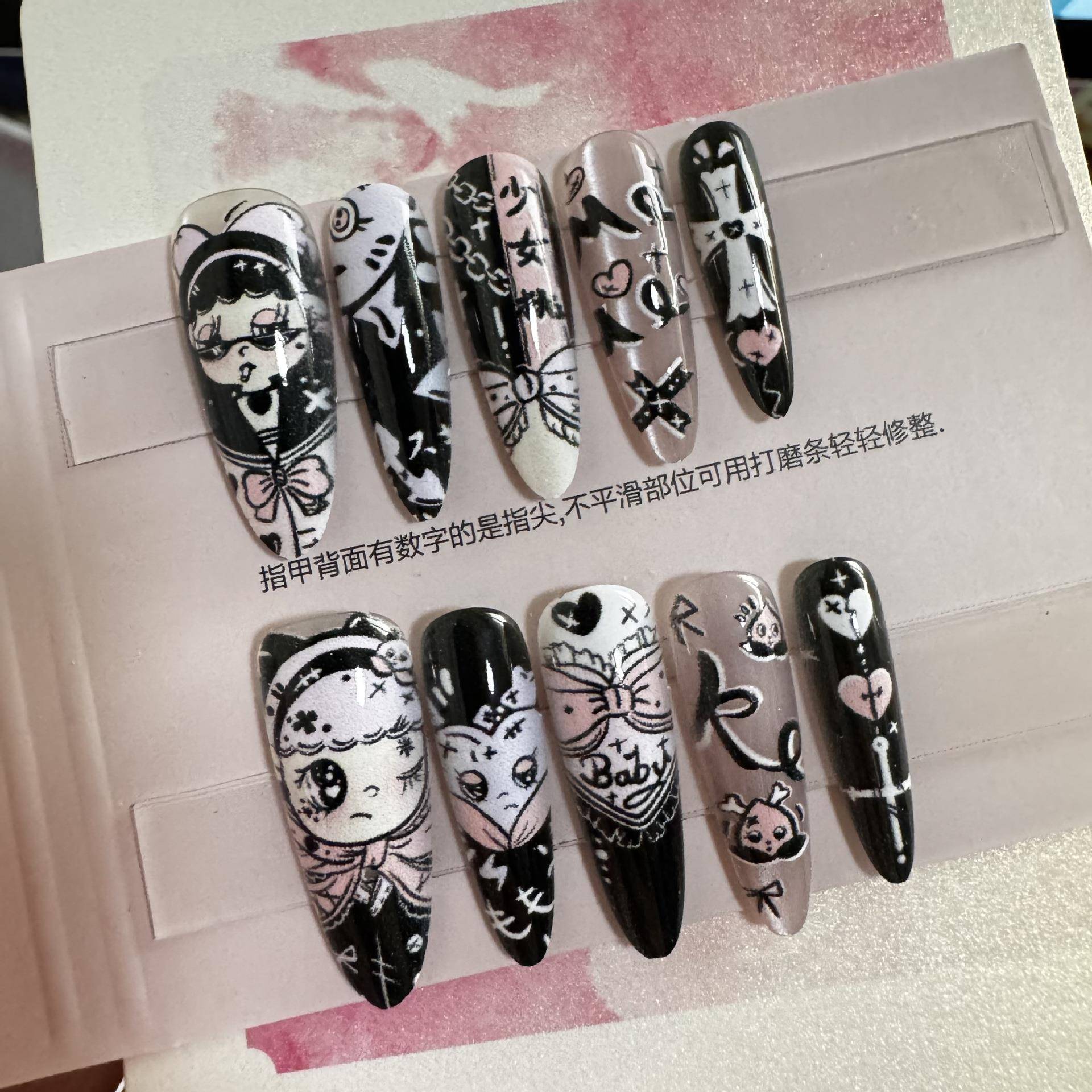 【卡漫少女】纯手工穿戴甲指甲贴片半手工穿戴美甲假指甲5230#