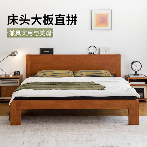 中古风实木床1米8双人法式复古
