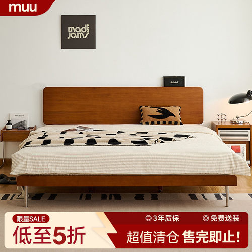 中古风实木床小户型主卧