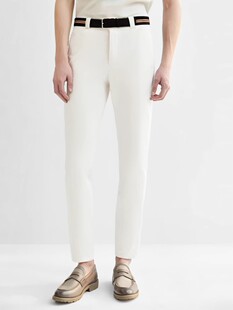 【棉麻】德国MEYER迈雅夏亚麻裤子男休闲裤白色标准版13151-ROMA