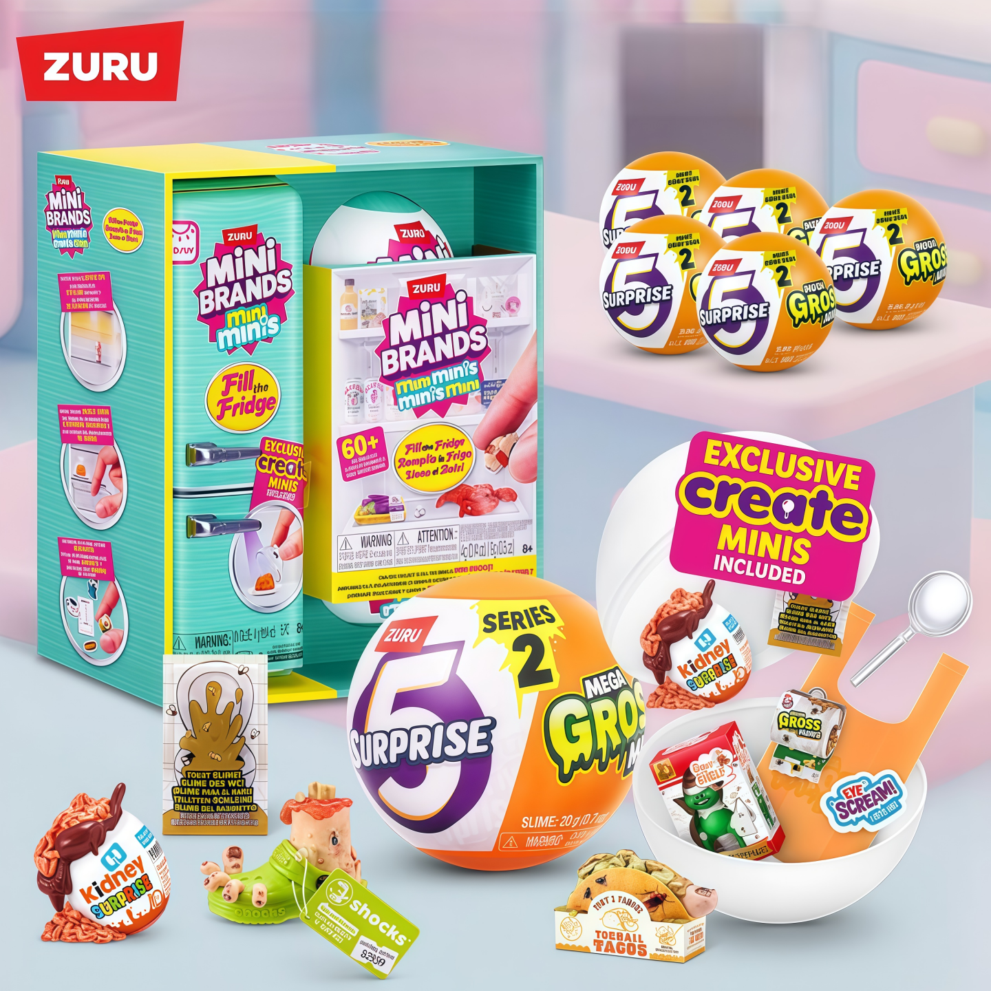 ZURU整蛊大师惊喜盲球恶心恶搞变质食物冰箱球微缩食玩儿童玩具