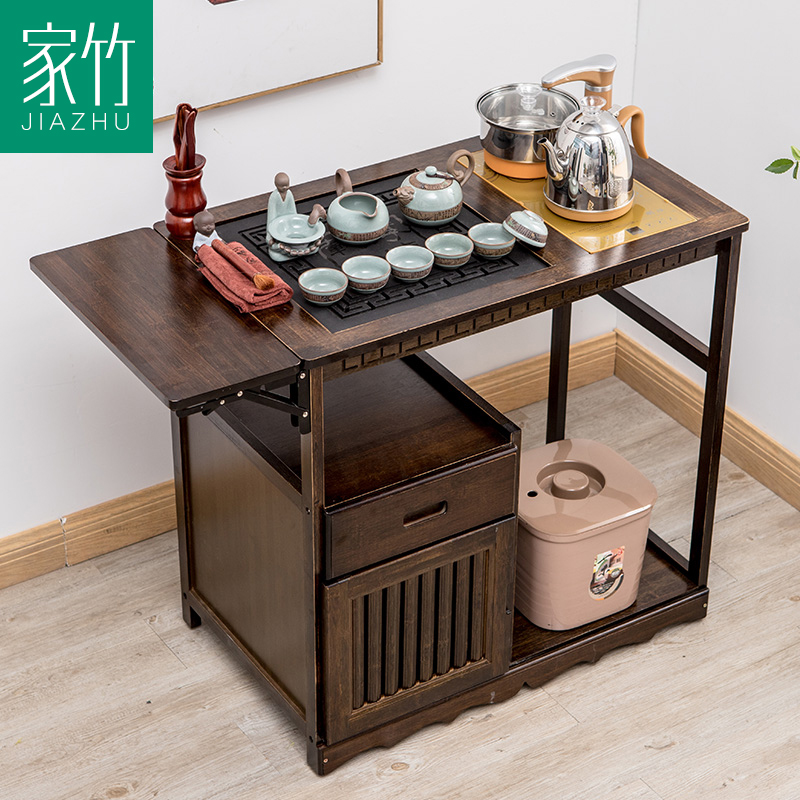 限5000张券泡茶桌简约小茶台实木茶几功夫茶盘移动茶车现代家用办公茶具套装