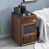 北美黑胡桃木茶水柜实木可移动木小户型水吧台茶台茶桌边柜小边几