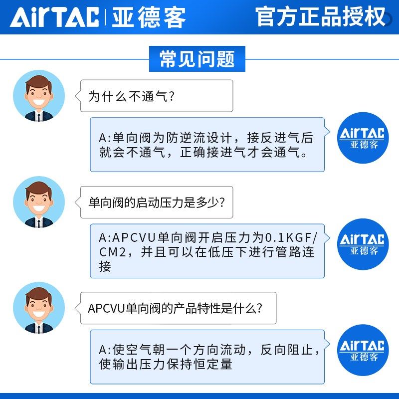热销ATC亚德客管端型单向阀直通式快插防逆流接头APCVU4/6/8/10/1